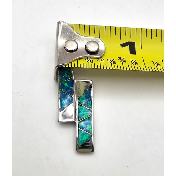 Sterling Silver Pendant With Crushed Synthetic Opal Inlay - Picture 13 of 13